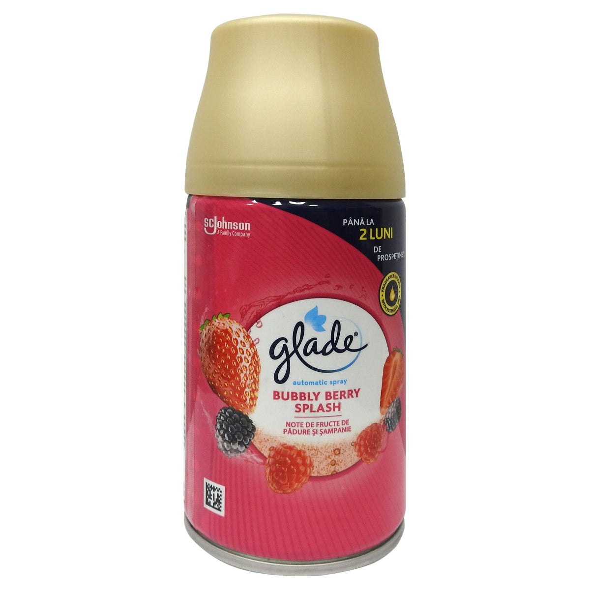 Odorizant Camera Rezerva Glade, Spray Automat, Parfum Bubbly Berry Splash, Recipient Metalic, 269 ml