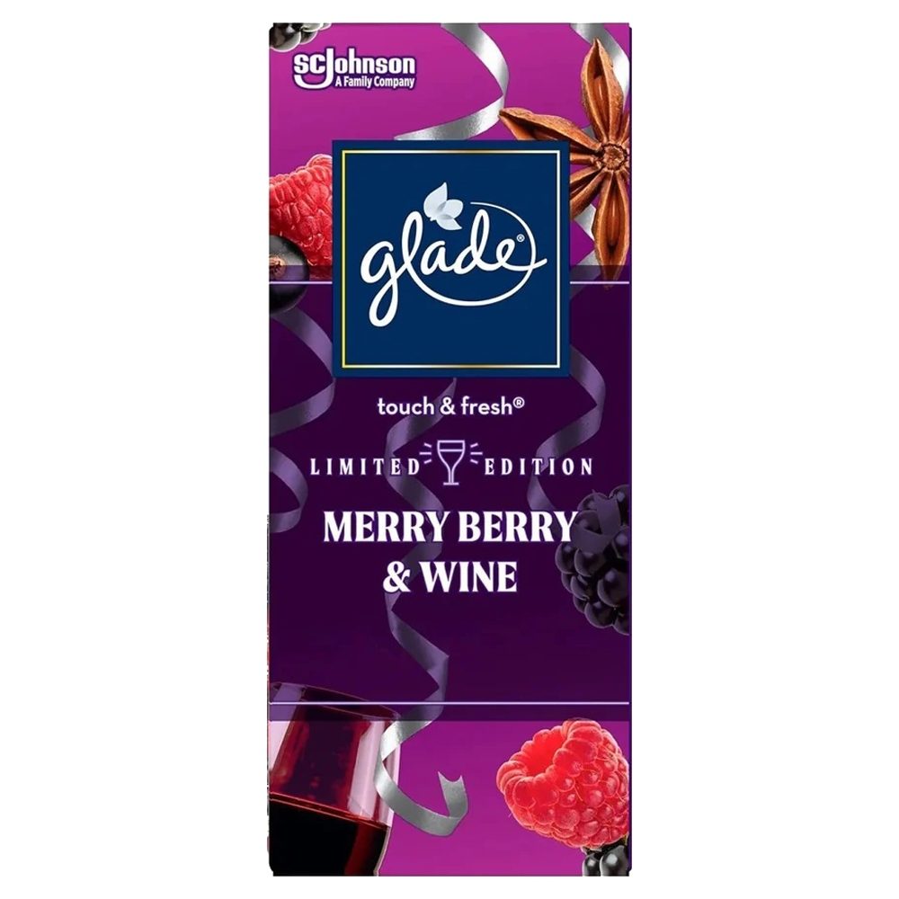 Odorizant Camera Rezerva Glade Microspray, Parfum Editie Limitata Merry Berry Wine, Tehnologie Actionare Rapida, 10 ml