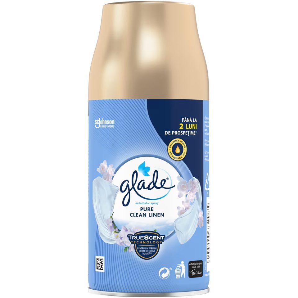 Odorizant Camera Glade, Rezerva Spray Automat, Parfum Clean Linen, 269 ml