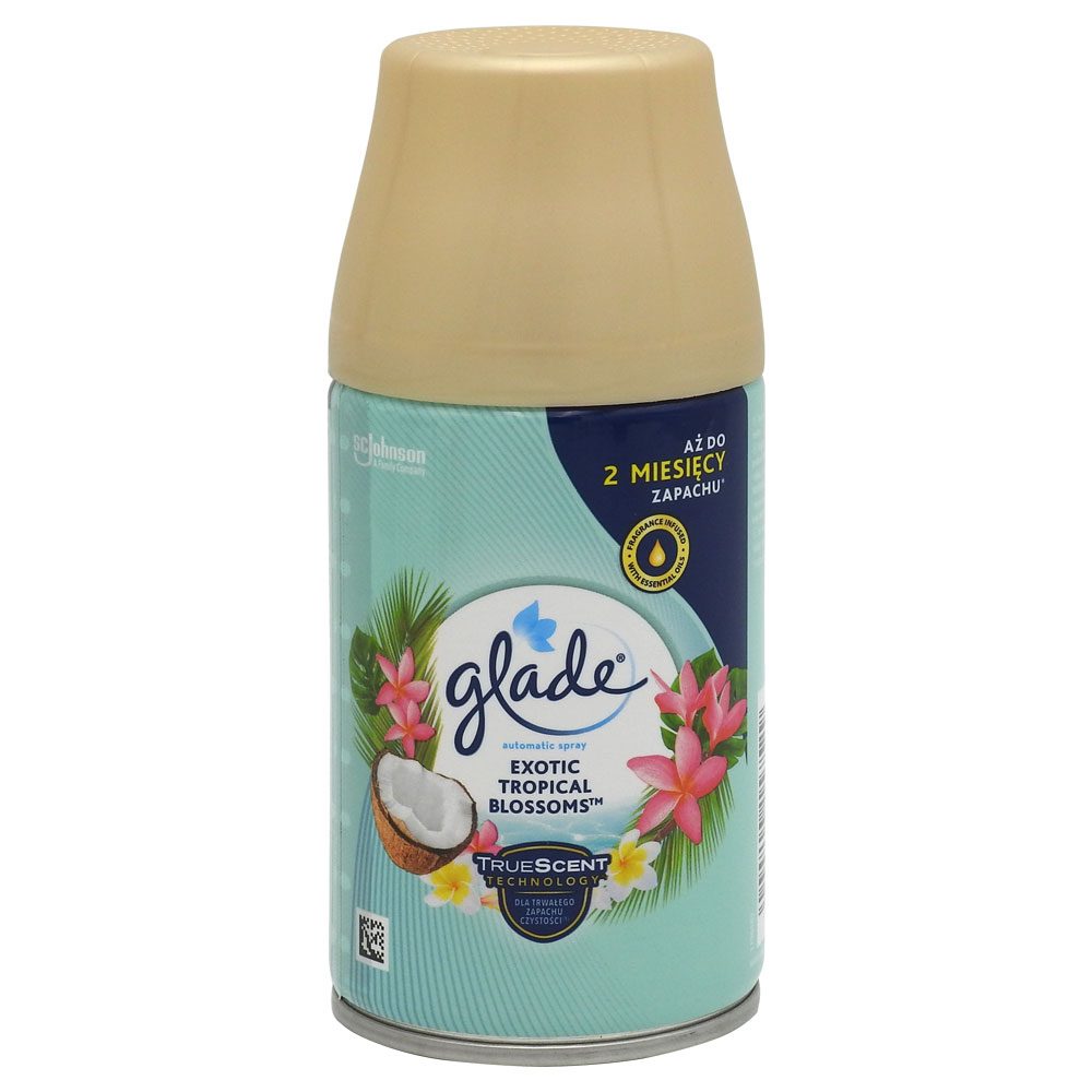 Odorizant Camera Glade, Rezerva Spray Automat, Aroma Exotic Tropical Blossoms, Note Florale si Fructate, 269 ml