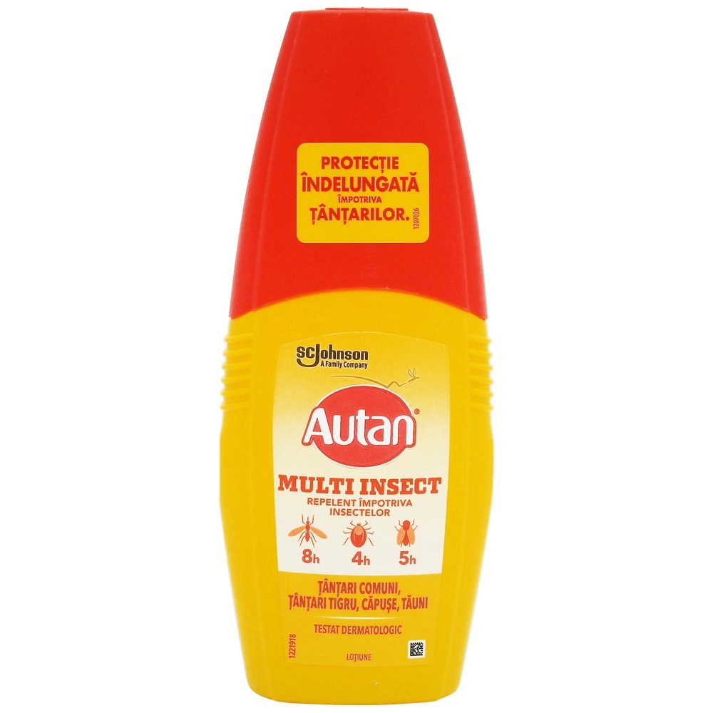Autan Multi Insect Loțiune Repelentă Căpușe și Țânțari, Protecție Împotriva Insectelor, Flacon 100 ml