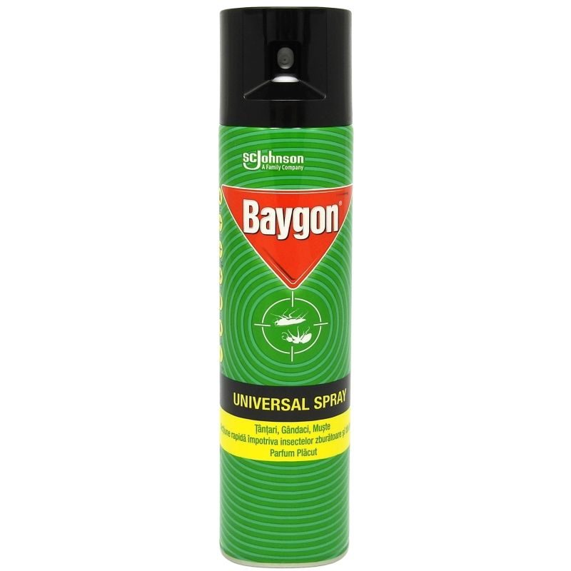 Baygon Insecticid Universal Spray, Protectie impotriva Insectelor Taratoare si Zburatoare, Formula cu Actiune Rapida, 400 ml