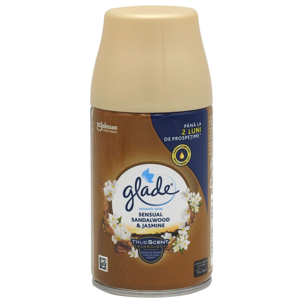 Odorizant Camera Rezerva Glade Automatic, Parfum Sensual Sandalwood & Jasmine, Tehnologie Odour Out, 269 ml