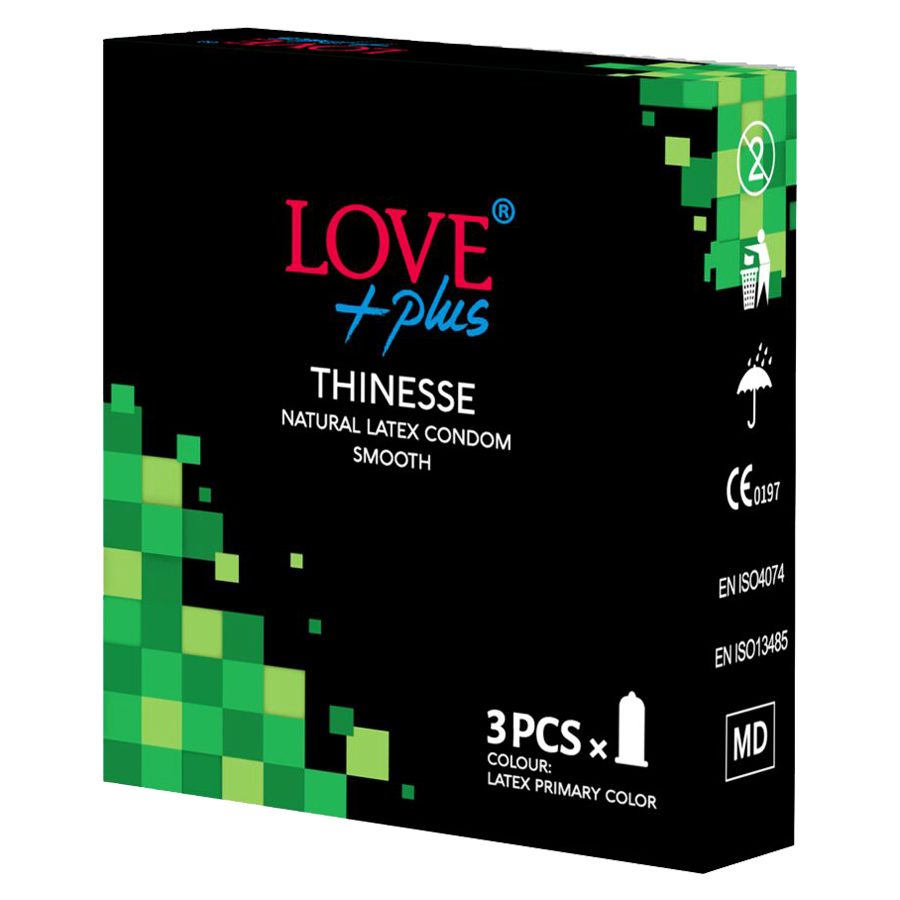 Love Plus Prezervative Thinesse, Textură Ultra Subțire, Din Latex Natural, 3 Bucăți