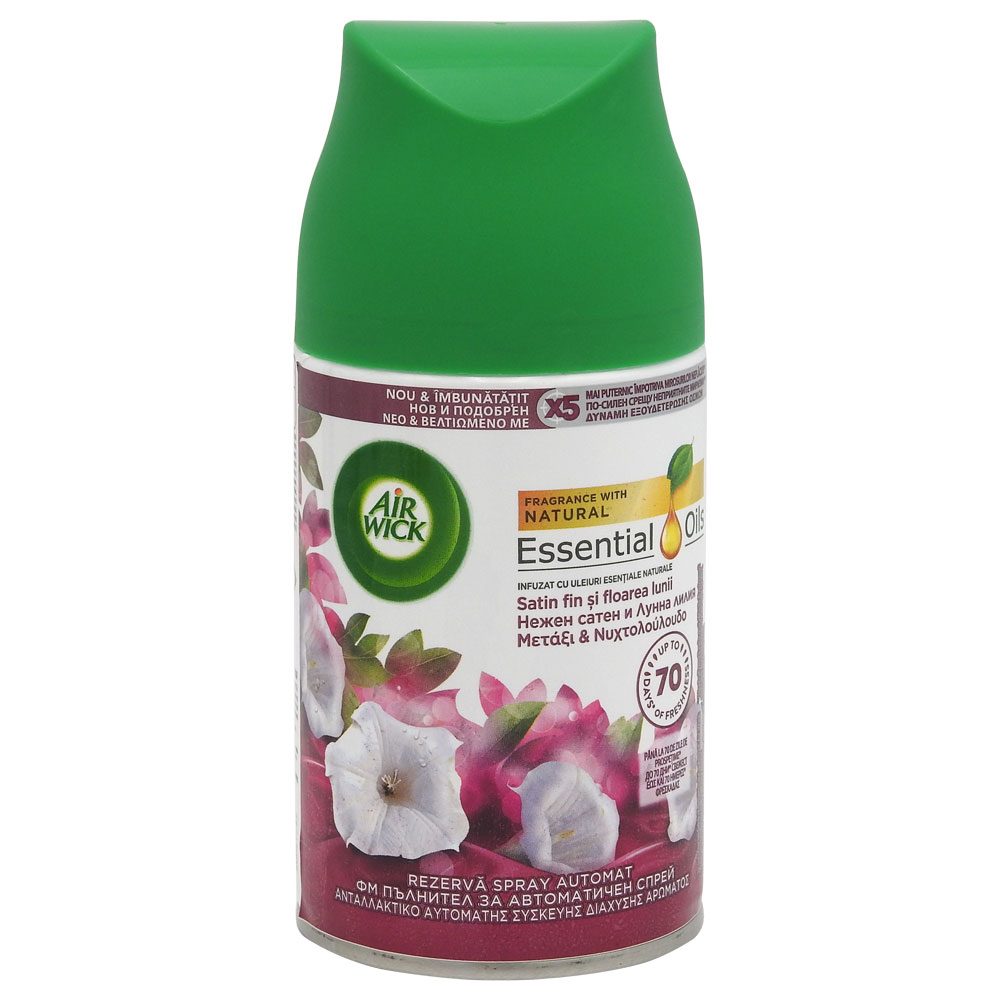 Air Wick Rezerva Odorizant Camera, Parfum Smooth Satin si Moon Lily, Tehnologie Life Scents, Compatibil Dispozitiv Freshmatic, 250 ml