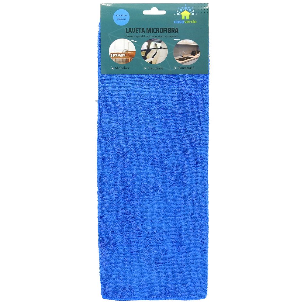 Alver Lavetă Microfibră Profesională, Absorbție Ridicată, Textură Moale, Universală, Albastru, 40x40 cm
