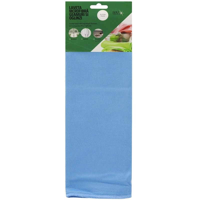Alver Laveta Microfibră Profesională pentru Geamuri și Suprafețe Vitrate, Textură Densă 310 gsm, Albastru, 35x35 cm