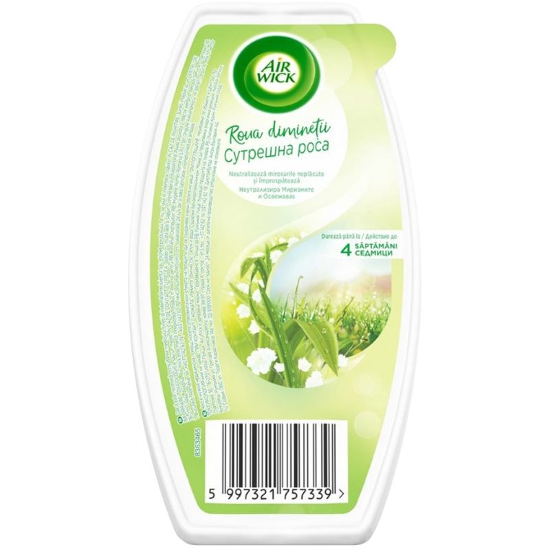 Odorizant Camera Air Wick, Gel Parfumat Morning Rain, Formula Eliminare Mirosuri Neplacate, 150 g
