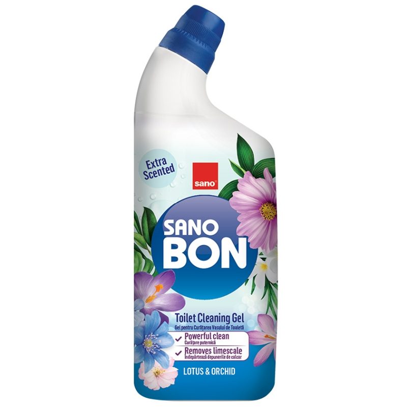 Sano Bon Solutie Curatare WC, Actiune Dezinfectanta si Igienizanta, Parfum Lotus si Orhidee, 750 ml