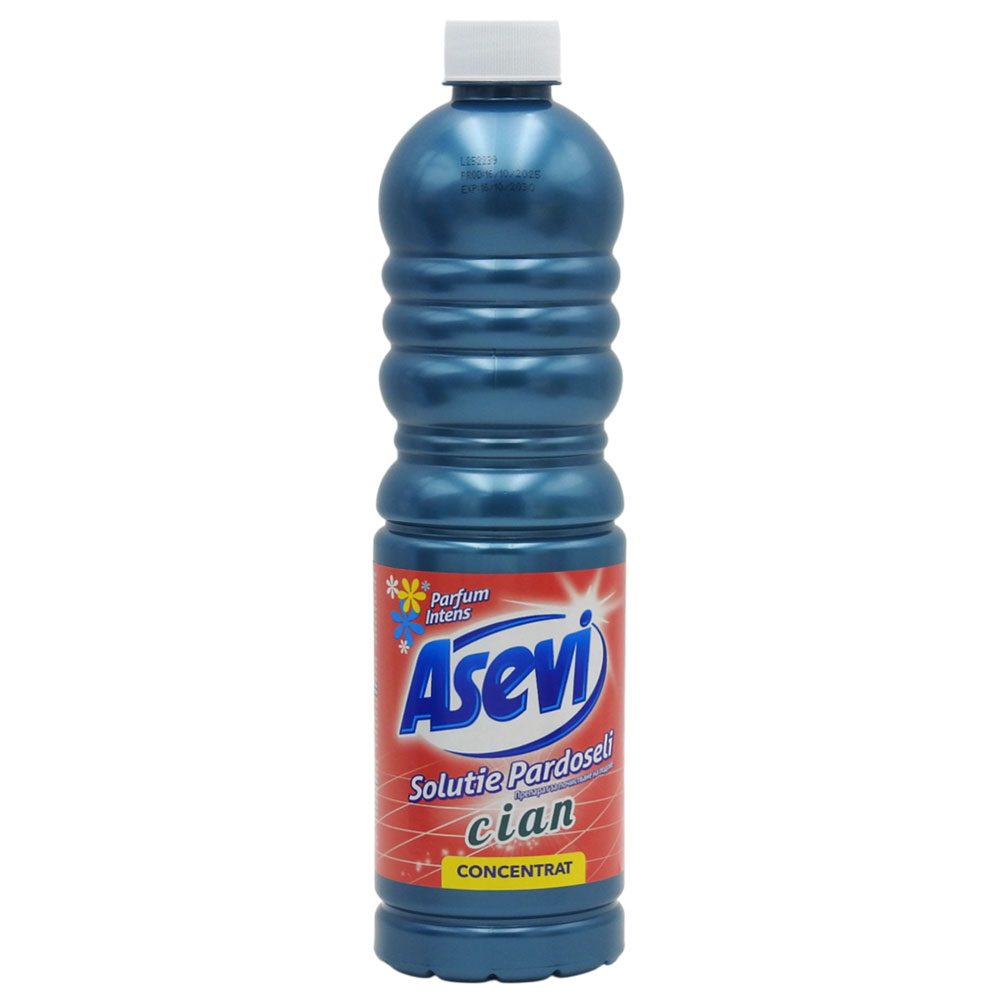 Detergent Pardoseli Asevi Cian, Solutie Igienizanta Parfumata, Parfum Persistent, Albastru, Recipient 1 L
