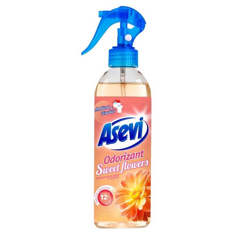 Asevi Odorizant Camera Spray, Parfum Floral Sweet Flowers, Neutralizator Mirosuri Neplacute, Flacon 400 ml