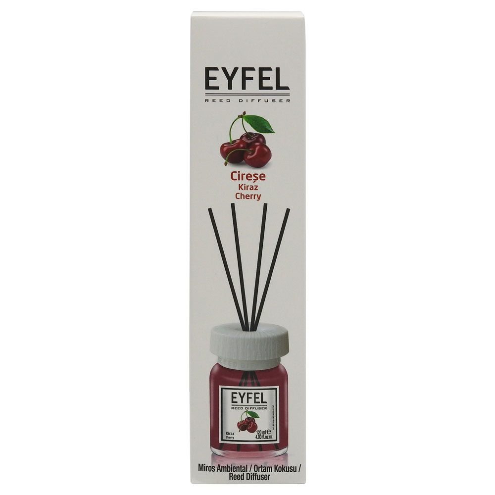 Odorizant Camera Eyfel cu Difuzor si Bete din Trestie, Parfum de Cirese, Recipient din Sticla, 120 ml