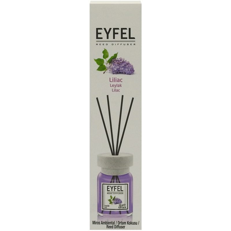 Eyfel, Odorizant Camera cu Difuzor si Bete din Trestie, Parfum Floral de Liliac, Recipient de Sticla, 120 ml