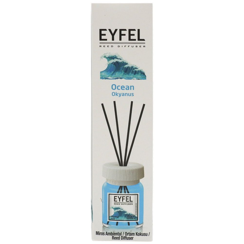 Odorizant de Camera cu Bete si Difuzor, Eyfel, Parfum Ambientala de Camera, Recipient din Sticla, Aroma Ocean, 120 ml