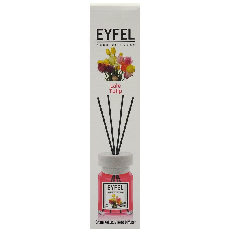 Odorizant Camera Eyfel cu Difuzor de Parfum si Bete de Ratan, Aroma de Lalele, Recipient din Sticla, 120 ml