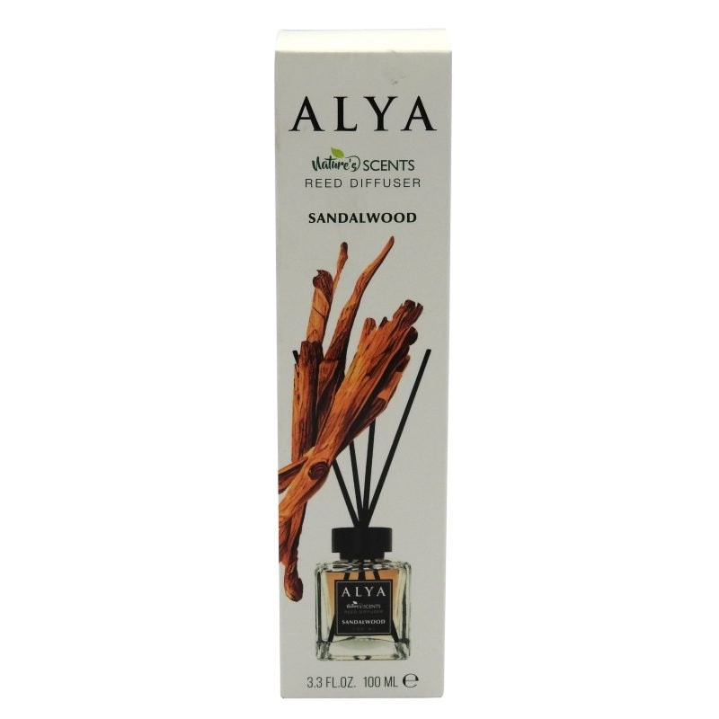 Alya Odorizant Camera cu Difuzor de Parfum, Stick-uri din Rattan, Aroma Sandalwood, Recipient din Sticla, 100 ml