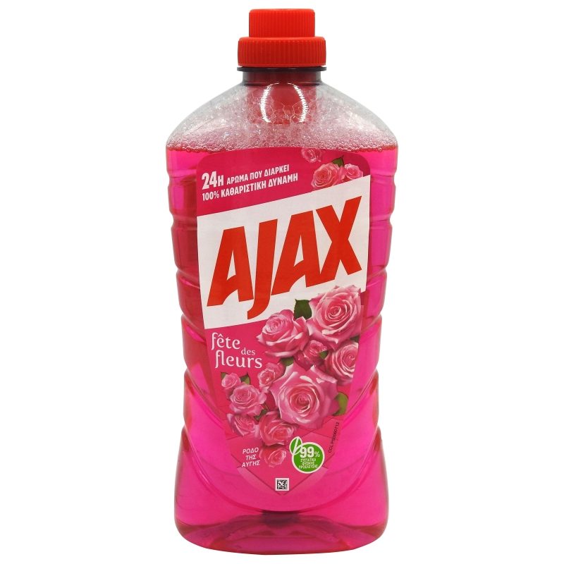 Detergent Universal Ajax Pentru Pardoseli, Parfum Rose, Solutie De Curatat Suprafete Multiple, Recipient Plastic, 1 L