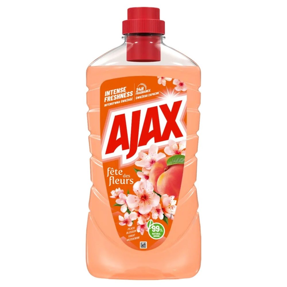 Ajax Solutie Curatare Pardoseli, Parfum Floare de Piersic, Formula Universala Multi-Suprafete, Bidon 1 L