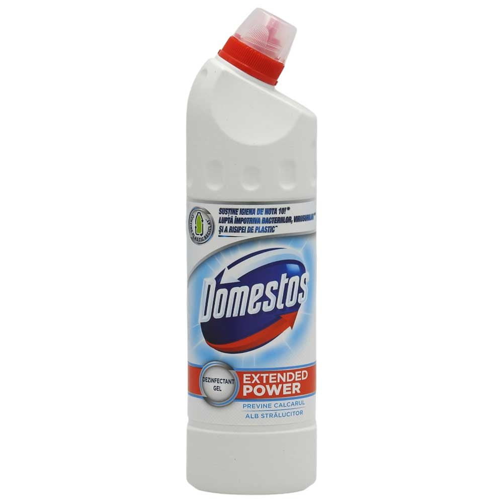 Domestos Dezinfectant WC Lichid, Formula White Shine cu Inalbitor, Actiune Impotriva Calcarului si Bacteriilor, 750 ml