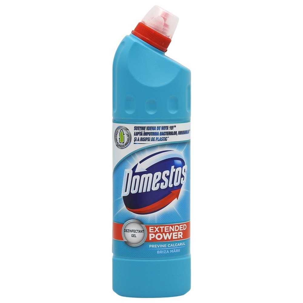 Domestos WC Gel Atlantic Fresh, Dezinfectant Lichid pentru Toaletă, Efect Anticalcar și Igienizare, 750 ml