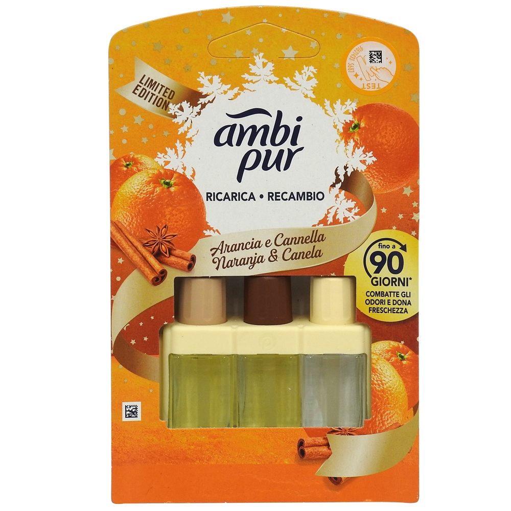 Odorizant Camera Ambi Pur 3Volution, Rezerva Parfum Continuu si Alternat, Aroma Portocala si Scortisoara, 20 ml