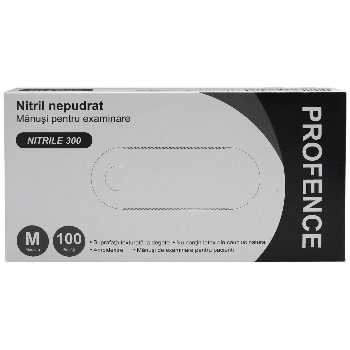 Profence Manusi Examinare Nitril, de Unica Folosinta, Texturate, Fara Pudra, Negru, Marimea M, 100 Bucati