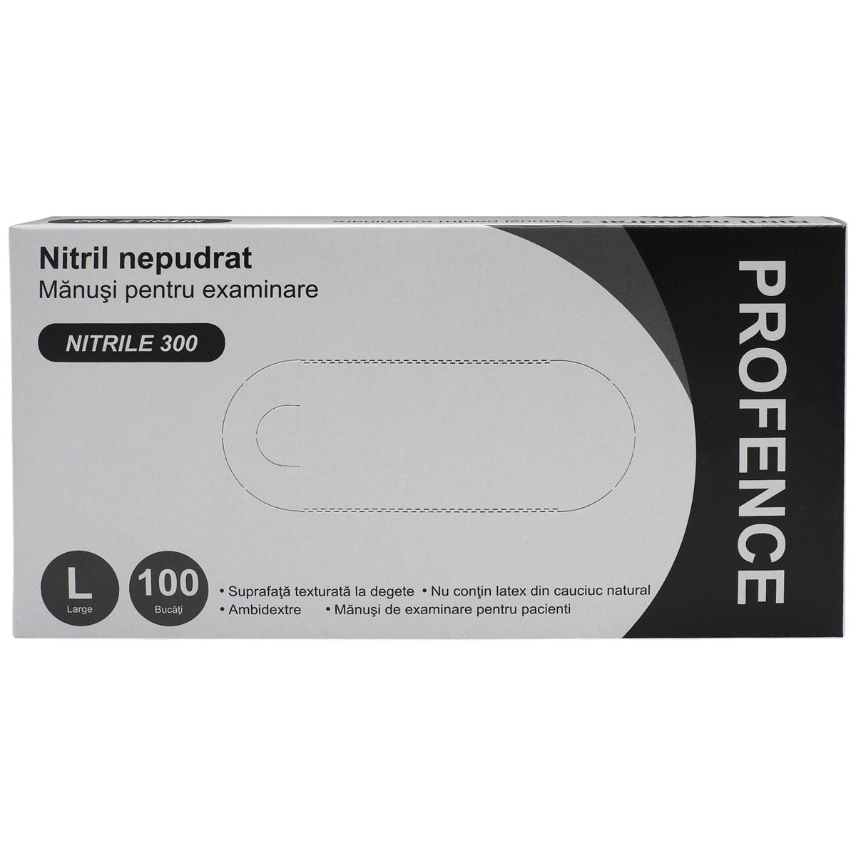 Profence Manusi Examinare Nitril Nepudrate, Manusi Protectie de Unica Folosinta, Texturate, Negru, Marimea L, 100 Bucati