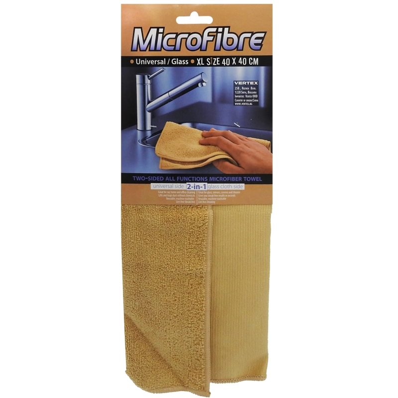 Vertex Laveta Microfiba Auto cu 2 Fete, Prosop Super Absorbant pentru Curatare si Polizare, 40x40 cm, Galben/Gri
