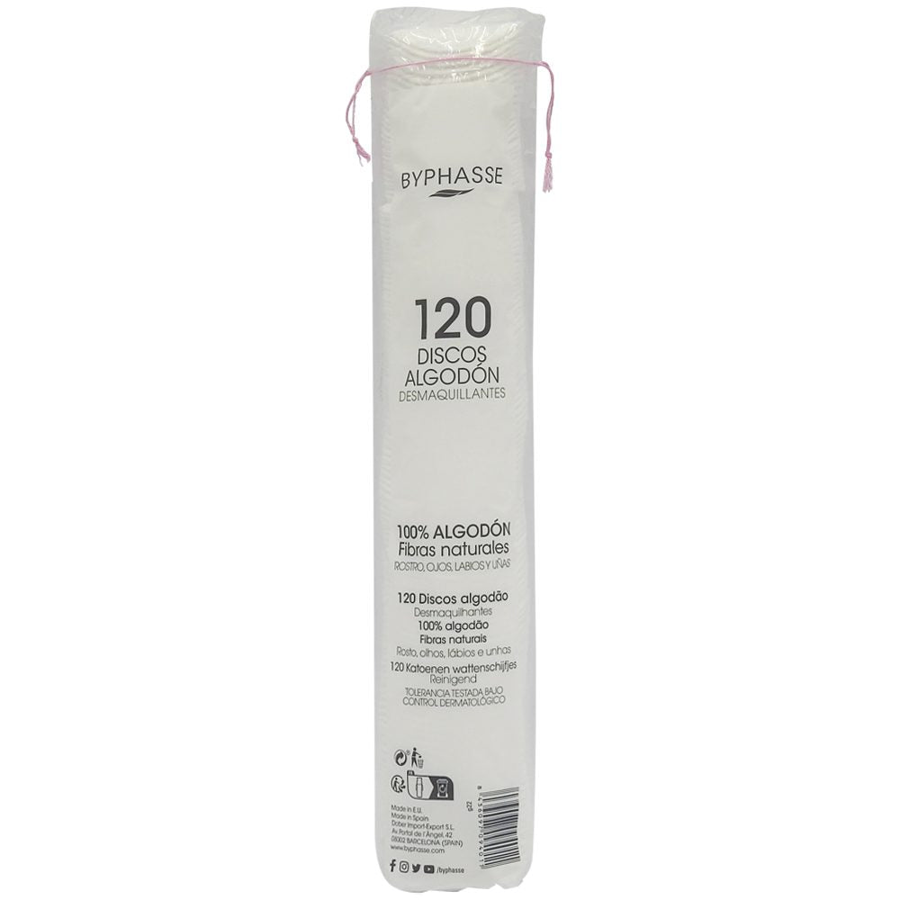Byphasse Dischete Demachiante din Bumbac 100%, Textură Absorbantă, Set 120 Bucăți