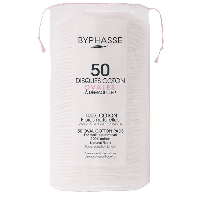 Byphasse Dischete Demachiante Ovale, Bumbac 100%, Absorbante Si Delicate, 50 Bucati