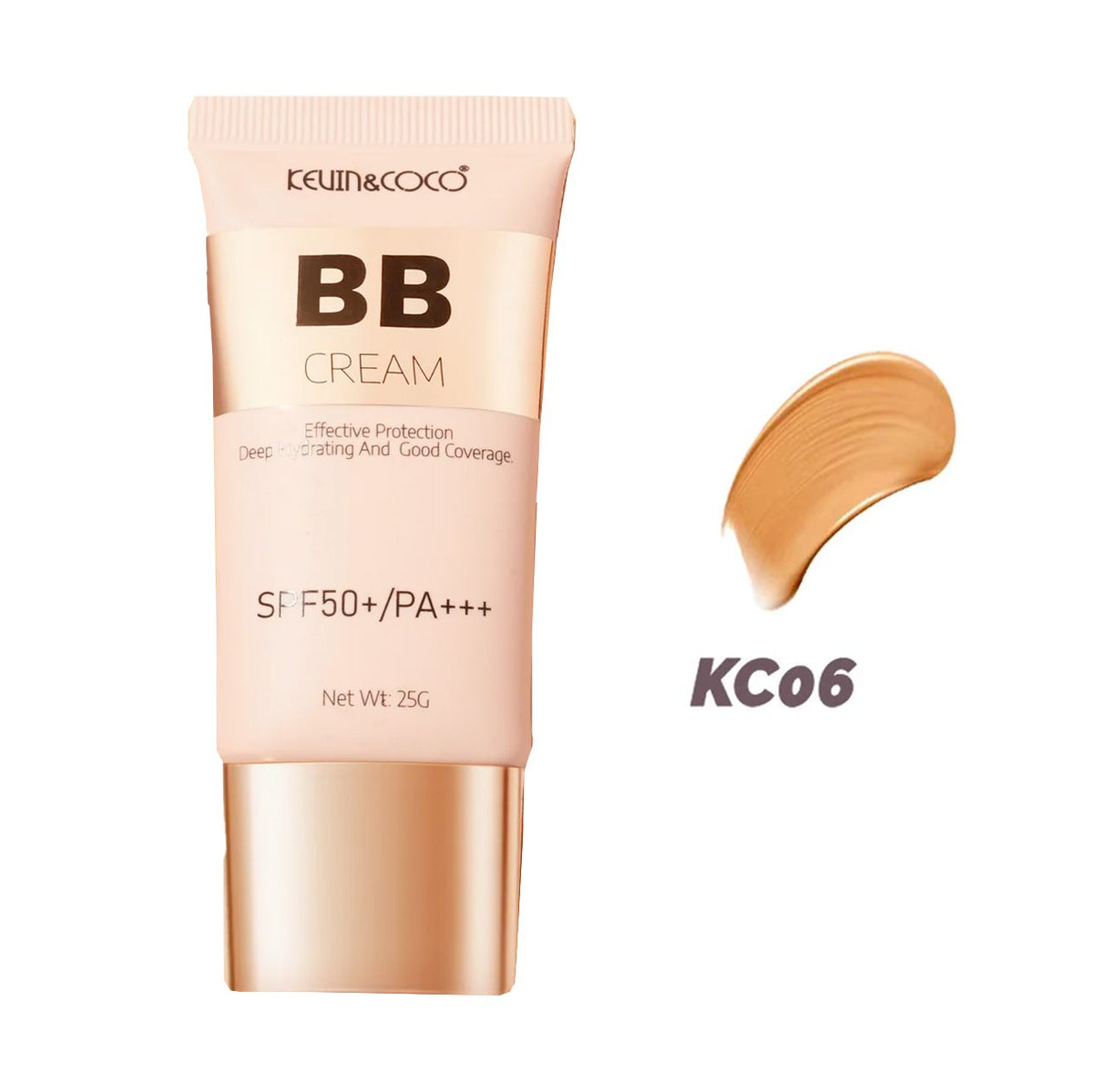 Kevin&Coco Crema BB Radiance-Enhancing, Protectie Solara SPF 50+ si PA+++, Acoperire Medie si Hidratare, Nuanta KC06 Deep Tone, 25 g