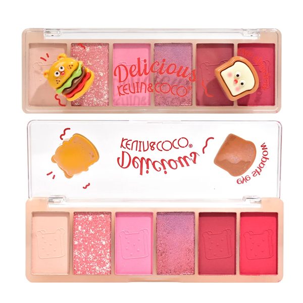 Kevin&Coco, Paleta Farduri de Pleoape Delicious, 6 Nuante Mate si Sidefate, Formula Hipoalergenica Rezistenta la Transfer, Pudra Compacta, Multicolor, 25 g