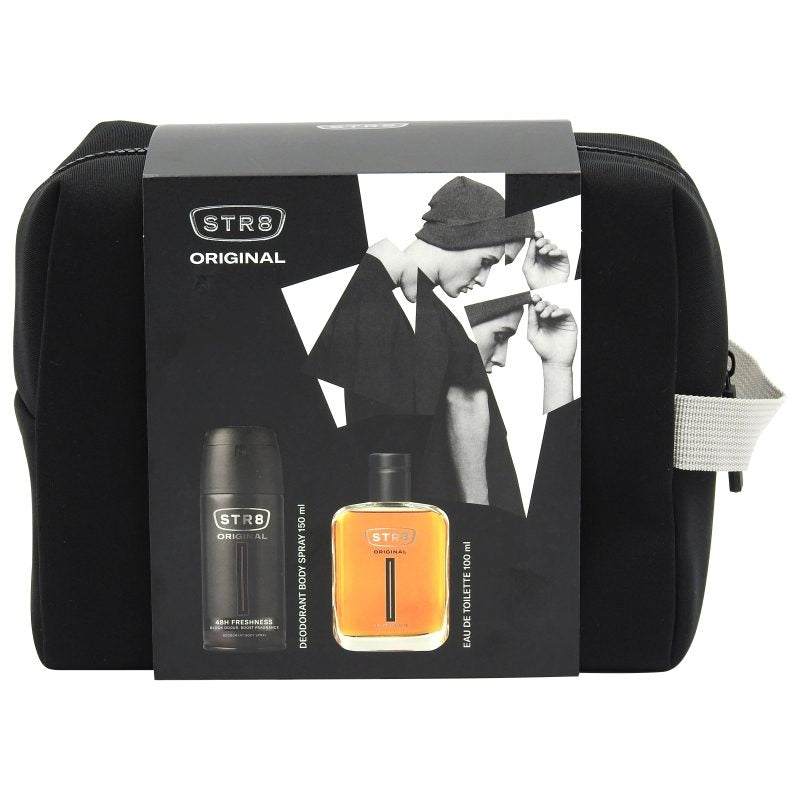 Set Cadou STR8 Original, Apa de Toaleta 100 ml, Deodorant Spray 150 ml, Borseta Neagra inclusa, 2 Piese