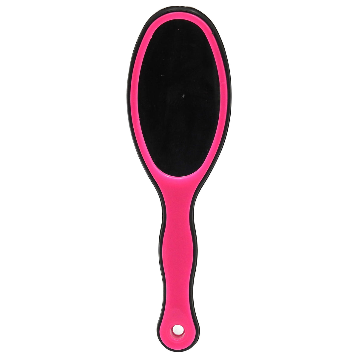 Perie de Par Ovala cu Oglinda Integrata, Maner Ergonomic, Design Clasic, Plastic Rezistent, Negru, 23 cm