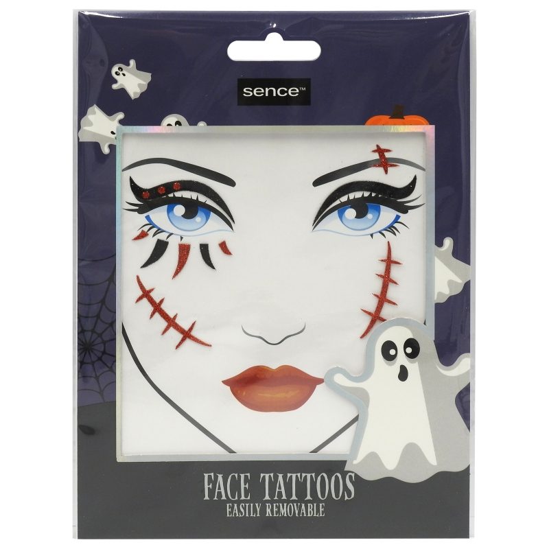 Sence Tatuaje Temporare Pentru Fata, Accesorii Machiaj Halloween, Modele Diverse, Set 1 Bucata