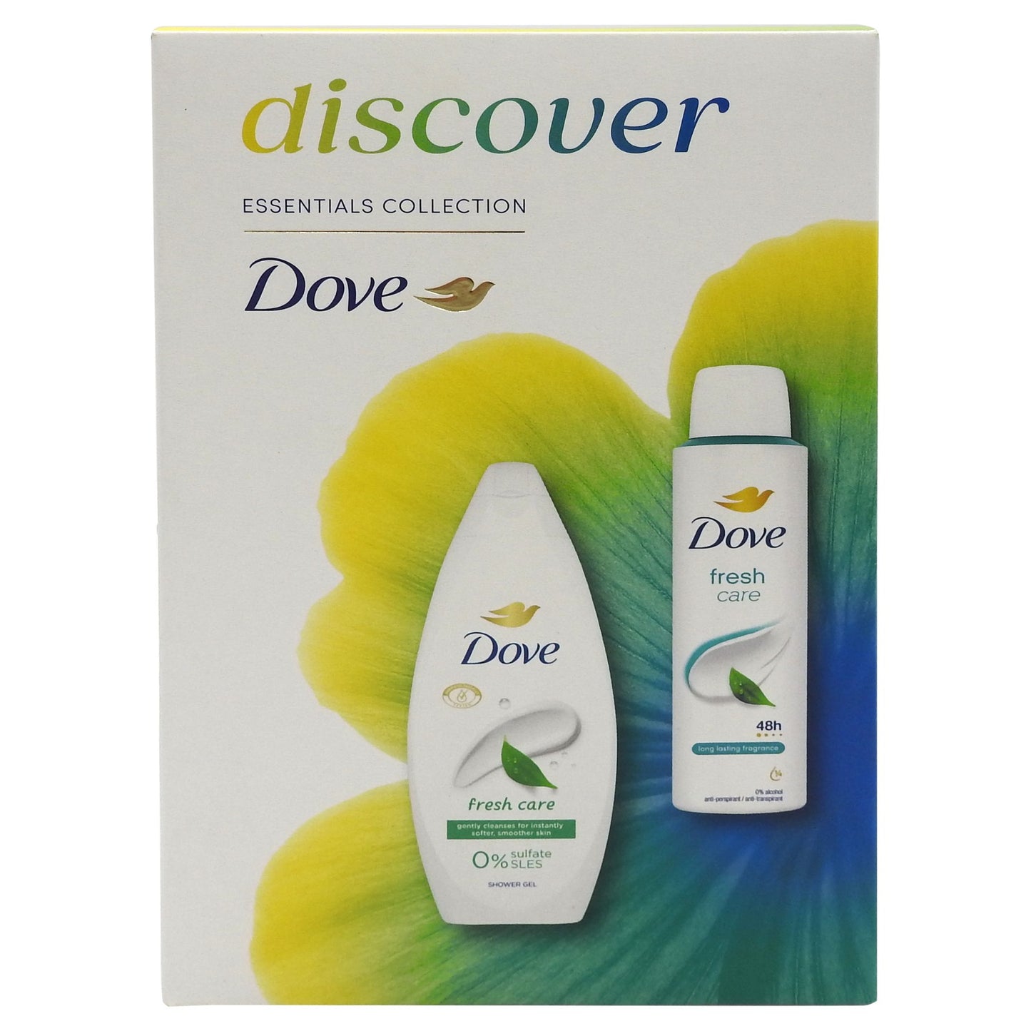 Dove Set Cadou Discover Fresh Care, Gel de Dus si Deodorant Spray, Hidratare Intensiva, 2 Piese, Gel de Dus 250 ml, Deodorant 150 ml