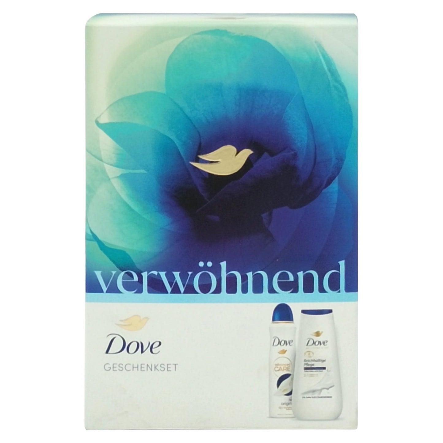 Set Cadou Dove Nourishing, Gel de Dus 225 ml, Deodorant Spray 150 ml, Hidratare Intensa, 2 Piese