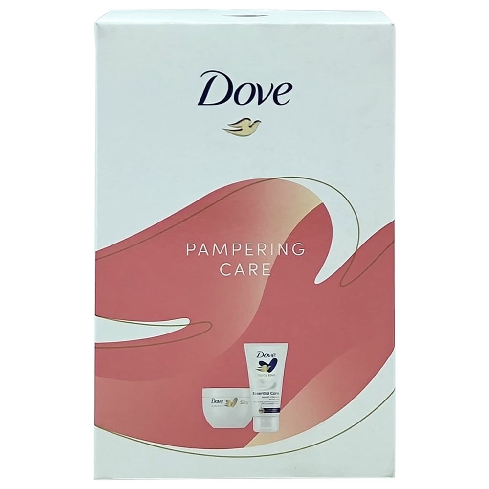 Set Cadou Dove Pampering Care, Gel de Dus Nutritiv 250 ml si Crema de Mani Hidratanta 75 ml, Ingrijire Delicata, 2 Piese