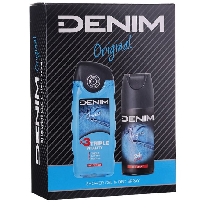 Set Cadou Denim Original, Gel de Dus si Deodorant Spray, Parfum Masculin Clasic, 2 Piese, 250 ml + 150 ml
