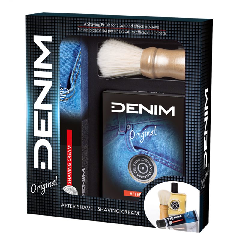 Denim, Set Cadou pentru Barbati, Aftershave 100 ml, Crema de Ras 100 ml, Pamatuf Inclus, Original, 3 Piese