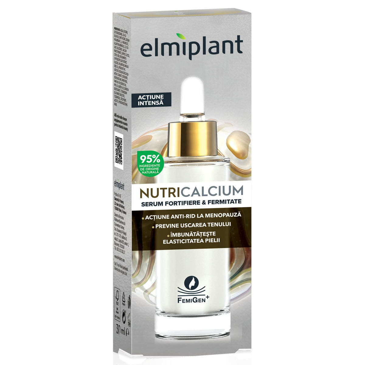 Elmiplant Ser Pentru Fata NutriCalcium, Fortifiere si Fermitate, Actiune de Revitalizare, Textura Usoara, 30 ml