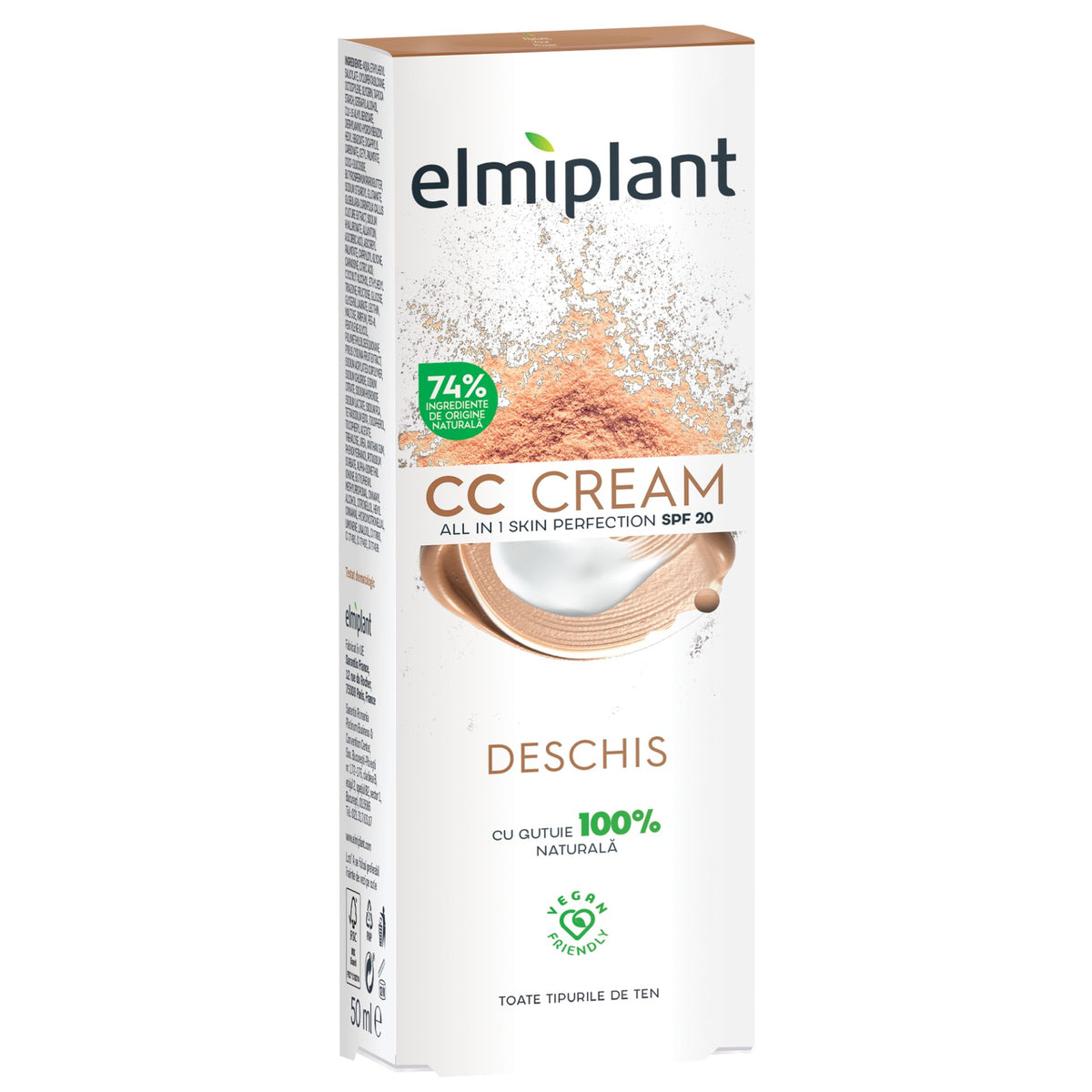 Elmiplant Crema CC Pentru Fata, Crema De Zi Hidratanta Cu Pigmenti, Acoperire Uniforma Si Naturala, Nuanta Deschisa, 50 ml
