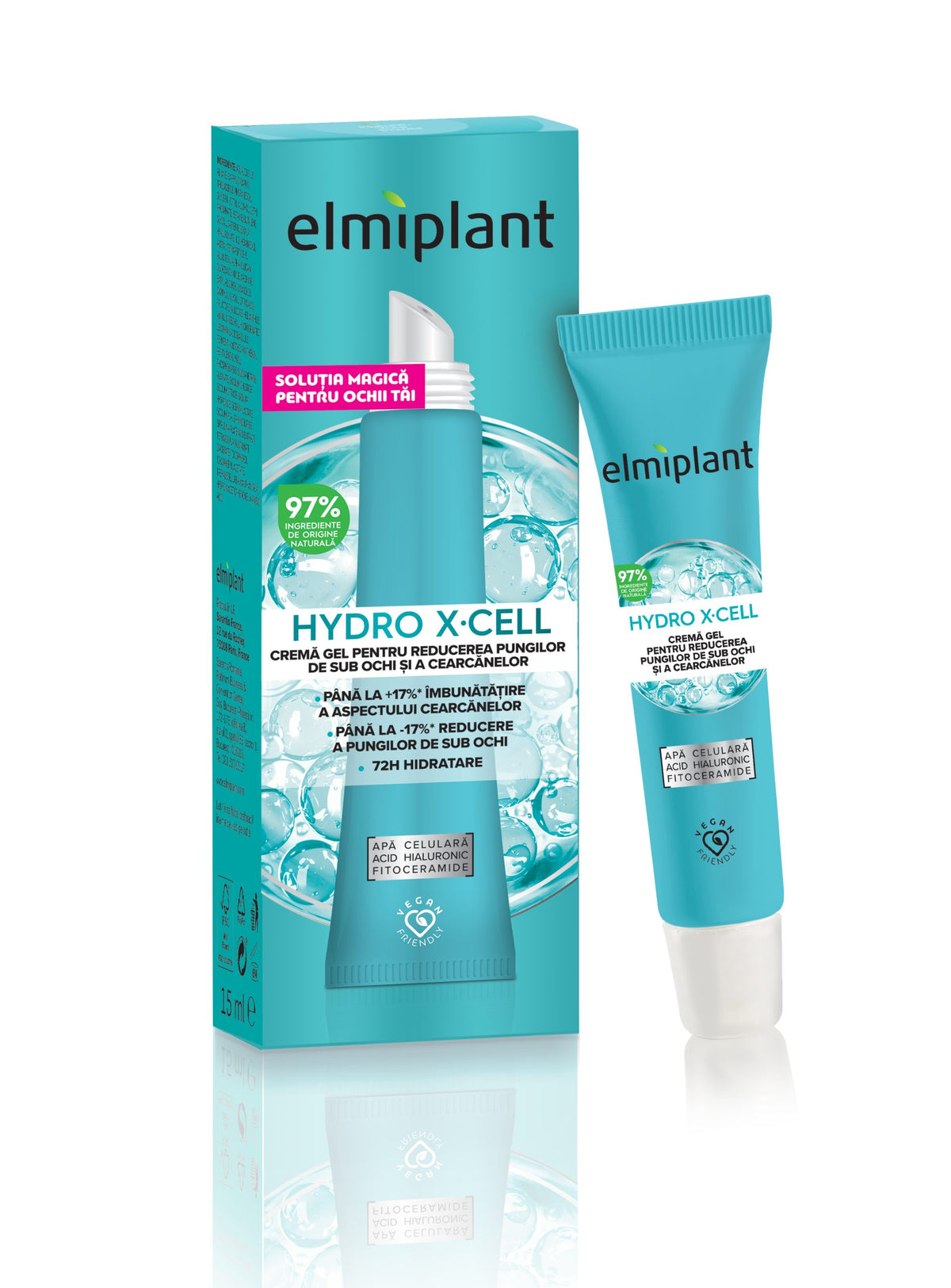 Elmiplant Hydro X-Cell Crema Gel Contur Ochi, Tratament Pentru Cearcane si Pungi Sub Ochi, Hidratare Intensa, 15 ml