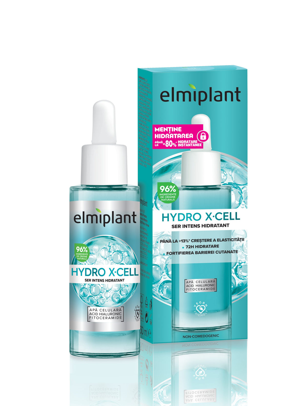 Elmiplant Hydro X-Cell Ser Facial Intens Hidratant, Formula Nutritiva pentru Toate Tipurile de Ten, Textura Usoara cu Absorbtie Rapida, 30 ml
