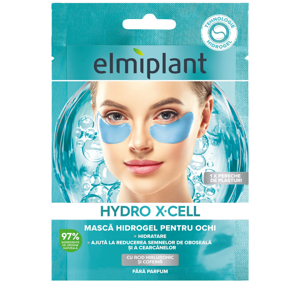 Elmiplant Masca Hidrogel Pentru Ochi Hydro X-Cell, Efect De Rehidratare Si Revitalizare, Actiune Anti-Rid Si Netezire, Textura Usoara, 1 Pereche