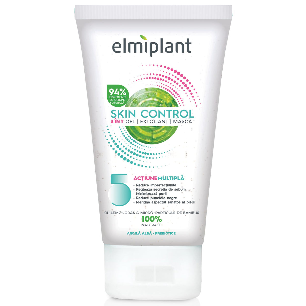 Elmiplant Skin Control Gel Exfoliant si Masca 3 in 1, Curatare Profunda a Porilor si Control Sebum, Gel, 150 ml