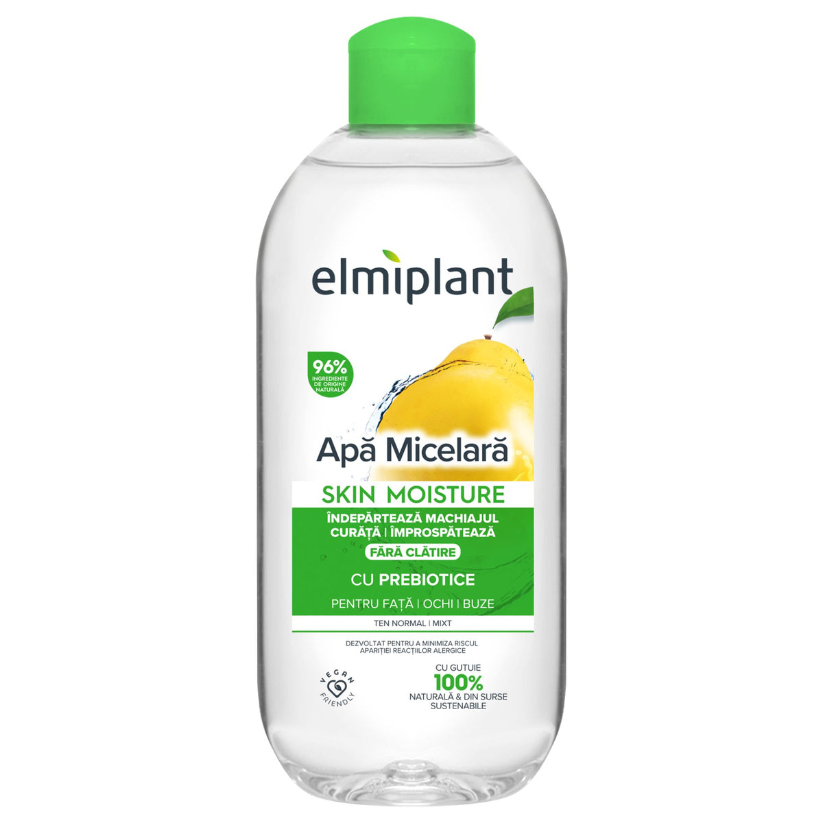 Elmiplant Apa Micelara Detox, Curatare Profunda Si Demachiere, Formula Purificatoare Pentru Ten Normal Si Gras, 400 ml