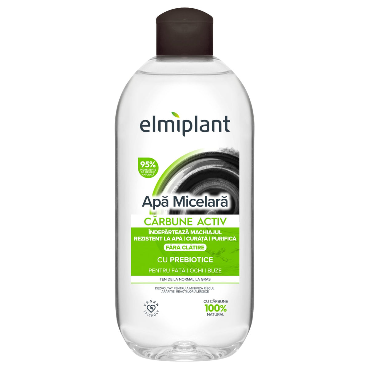 Elmiplant Apa Micelara Detox, Demachiant si Purificator pentru Ten Normal si Gras, Formula de Curatare Profunda cu Micele, 400 ml