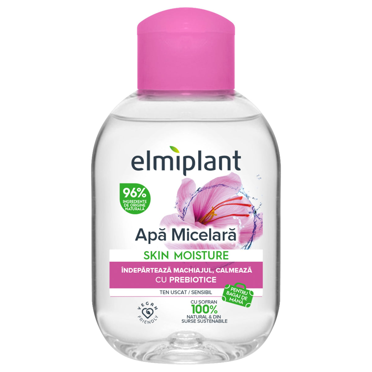 Elmiplant Apa Micelara Skin Moisture, Curatare si Hidratare pentru Ten Uscat si Sensibil, Formula Delicata cu Ingrediente Regenerante, 100 ml