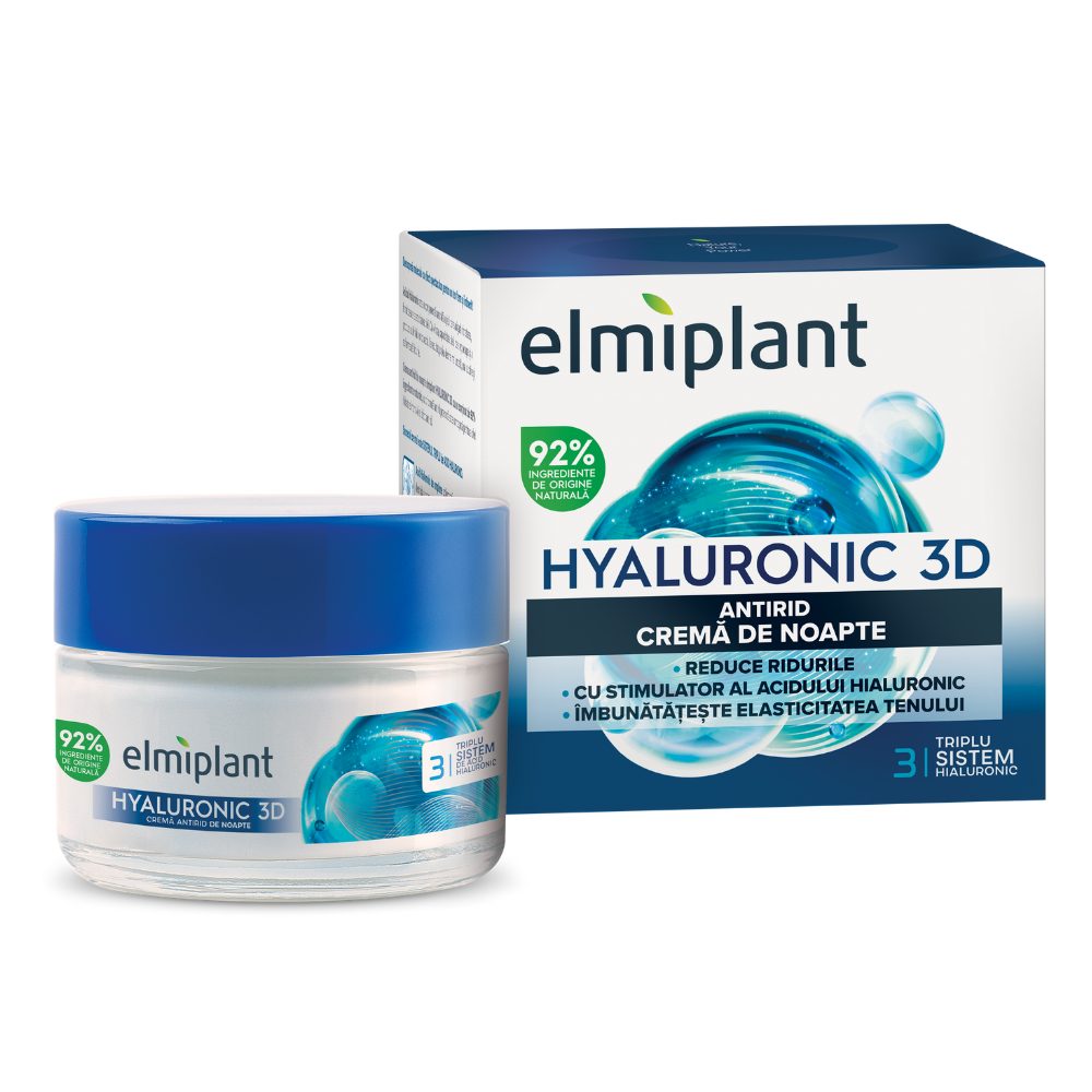 Elmiplant Crema Antirid de Noapte cu Acid Hialuronic, Regenerare si Hidratare Intensa pentru Ten, 50 ml